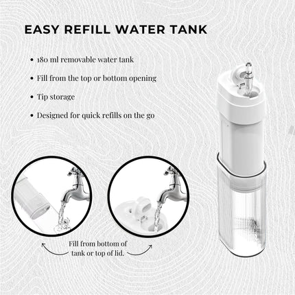 Orku Mini Water Flosser Rechargeable Portable Extendable Travel Oral Irrigator White.