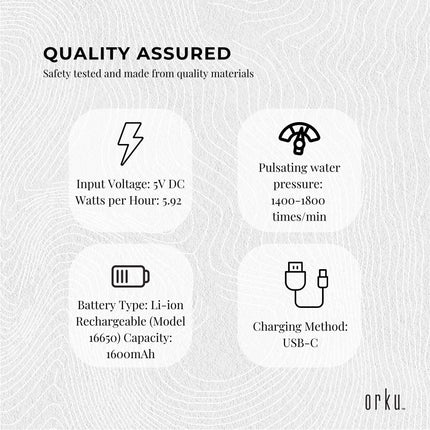 Orku Mini Water Flosser Rechargeable Portable Extendable Travel Oral Irrigator White.