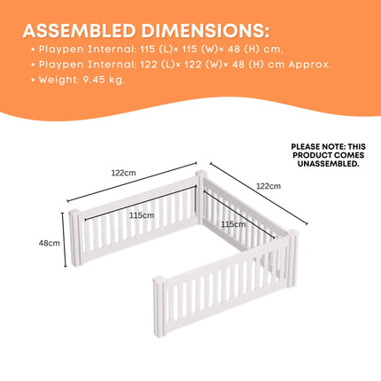 Rooster Farms PVC Dog Play Pen Extension for Whelping Box - 1.15m x 1.15m x 0.48m.