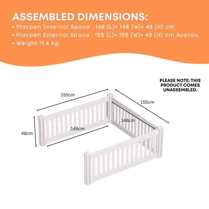 Rooster Farms PVC Dog Play Pen Extension for Whelping Box - 1.48m x 1.48m x 0.48m.