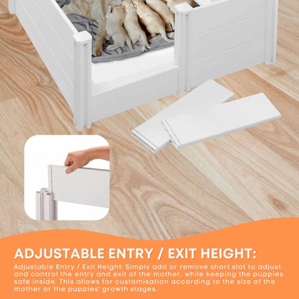Rooster Farms Dog Whelping Box 1.48m x 1.48m x 0.48m - Puppy Birthing PVC Pen.