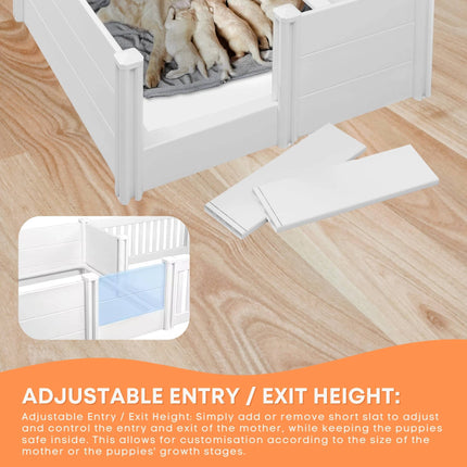 Rooster Farms PVC Dog Whelping Box + Play Pen 2.96m x 1.48m x 0.48m - Birthing Kit.