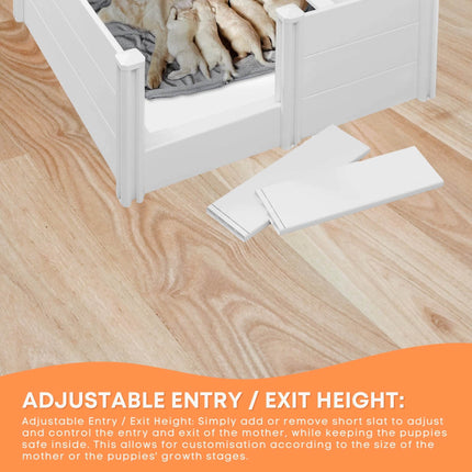 Rooster Farms PVC Dog Whelping Box + Play Pen 2.30m x 1.15m x 0.48m - Birthing Kit.