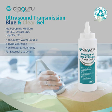 Diaguru 1x 250ml Conductive Transmission Gel - Water-Based External Clear Gel.