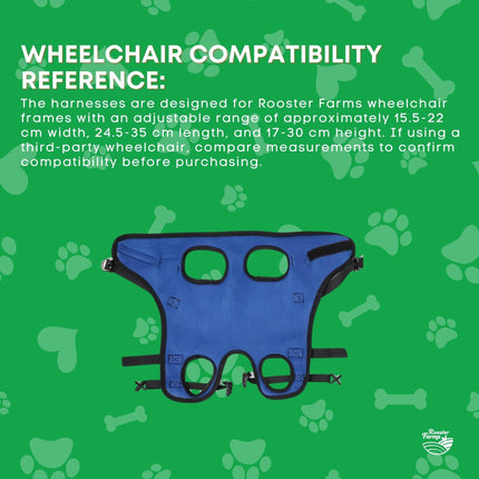 Rooster Farms Replacement Harness for Dog Wheelchair S - Little Dogs Up to 10Kg.