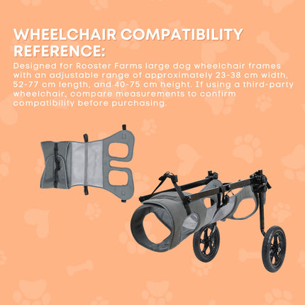 Rooster Farms Replacement Harness for Dog Wheelchair XL - Large Dogs Up to 45Kg.