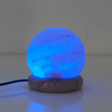 USB Colour Changing Salt Himalayan Lamp - Ball Sphere Shape Pink Rock LED Light.