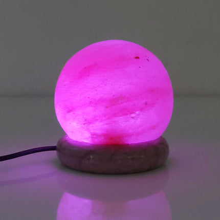 USB Colour Changing Salt Himalayan Lamp - Ball Sphere Shape Pink Rock LED Light.