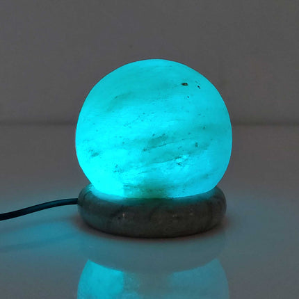 USB Colour Changing Salt Himalayan Lamp - Ball Sphere Shape Pink Rock LED Light.