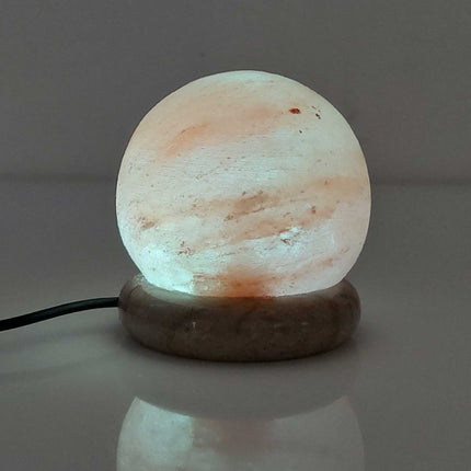 USB Colour Changing Salt Himalayan Lamp - Ball Sphere Shape Pink Rock LED Light.