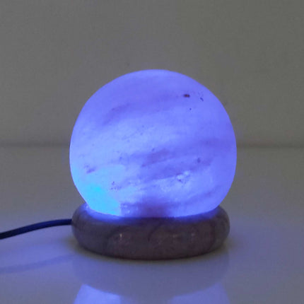 USB Colour Changing Salt Himalayan Lamp - Ball Sphere Shape Pink Rock LED Light.