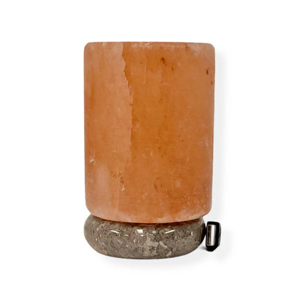 USB Colour Changing Salt Himalayan Lamp - Cylinder Shape Pink Rock LED Light.