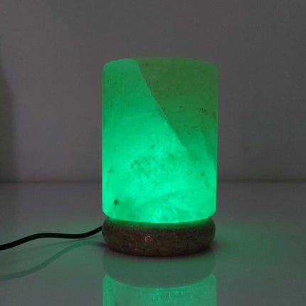 USB Colour Changing Salt Himalayan Lamp - Cylinder Shape Pink Rock LED Light.
