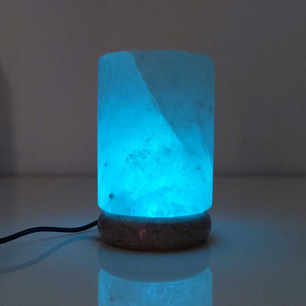 USB Colour Changing Salt Himalayan Lamp - Cylinder Shape Pink Rock LED Light.