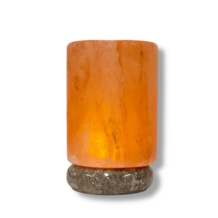 USB Colour Changing Salt Himalayan Lamp - Cylinder Shape Pink Rock LED Light.