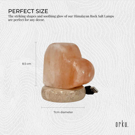 USB Colour Changing Salt Himalayan Lamp - Heart Love Shape Pink Rock LED Light.