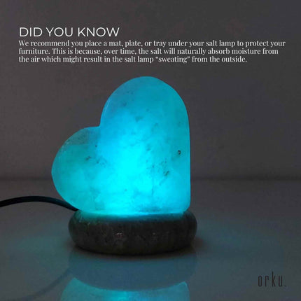 USB Colour Changing Salt Himalayan Lamp - Heart Love Shape Pink Rock LED Light.