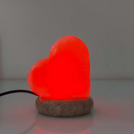 USB Colour Changing Salt Himalayan Lamp - Heart Love Shape Pink Rock LED Light.