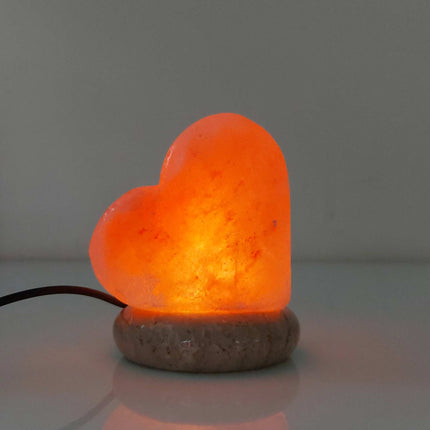 USB Colour Changing Salt Himalayan Lamp - Heart Love Shape Pink Rock LED Light.
