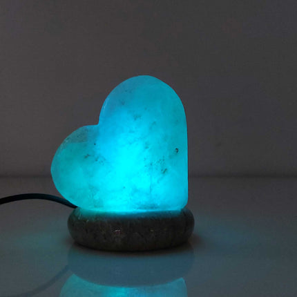 USB Colour Changing Salt Himalayan Lamp - Heart Love Shape Pink Rock LED Light.