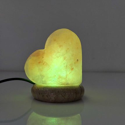 USB Colour Changing Salt Himalayan Lamp - Heart Love Shape Pink Rock LED Light.