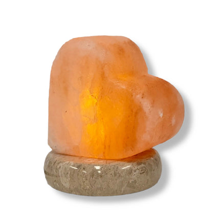 USB Colour Changing Salt Himalayan Lamp - Heart Love Shape Pink Rock LED Light.