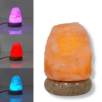 USB Colour Changing Salt Himalayan Lamp - Natural Shape Pink Rock LED Light.