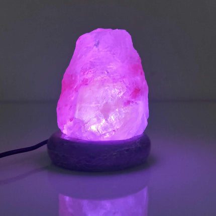 USB Colour Changing Salt Himalayan Lamp - Natural Shape Pink Rock LED Light.