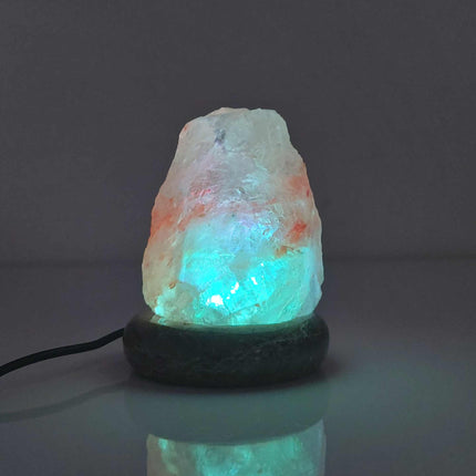USB Colour Changing Salt Himalayan Lamp - Natural Shape Pink Rock LED Light.