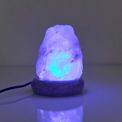 USB Colour Changing Salt Himalayan Lamp - Natural Shape Pink Rock LED Light.
