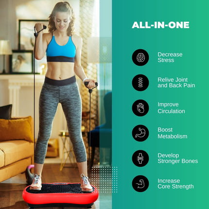 Social Hike Vibration Plate Exercise Platform - Vibrating Workout Machine Red.