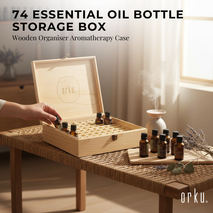 Orku 74 Essential Oil Bottle Storage Box Wooden Organiser Aromatherapy Case.