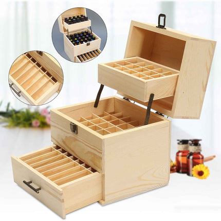 Orku 59 Essential Oil Bottle Storage Box - Wooden 3 Tier Aromatherapy Organiser.