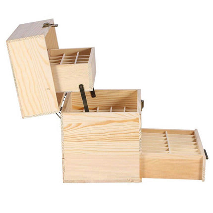 Orku 59 Essential Oil Bottle Storage Box - Wooden 3 Tier Aromatherapy Organiser.