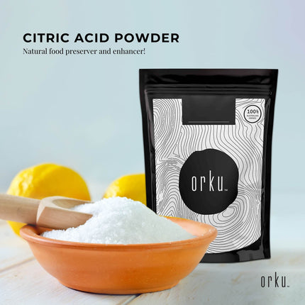Orku 1Kg Citric Acid Powder - Food Grade Non GMO Anhydrous Preservative E330.