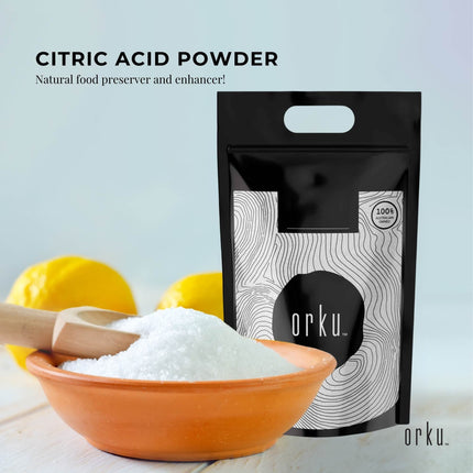 Orku 1Kg Citric Acid Powder - Food Grade Non GMO Anhydrous Preservative E330.