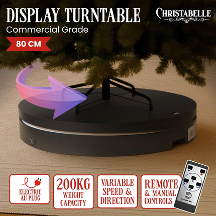 Christabelle 80cm 200kg Commercial Electric Display Turntable Power Outlet Black.