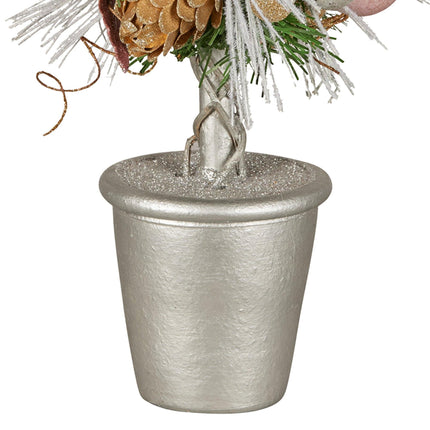 Christabelle 36cm Christmas Tabletop Topiary Tree Jewelled Baubles, Berries, Flowers and Pine Cones Festive Decoration.