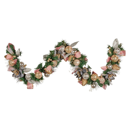 Christabelle Premium 1.8m Christmas Garland Jewelled Baubles & Berries Tree Decoration Ornament Pink Silver Gold.
