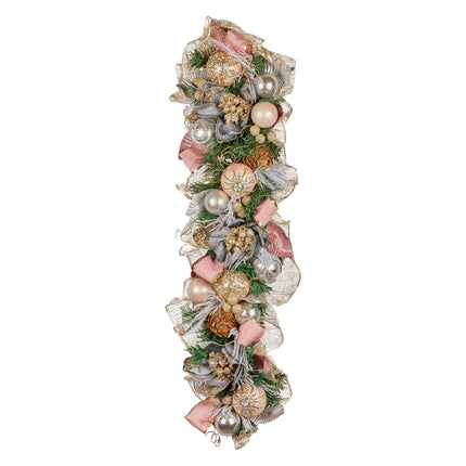 Christabelle Premium 100cm Christmas Garland Jewelled Baubles & Berries Tree Decoration Ornament Pink Silver Gold.