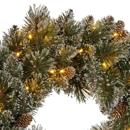 Christabelle 61cm Christmas Wreath Cashmere Pine with LED Lights Front Door Decoration Ornament.