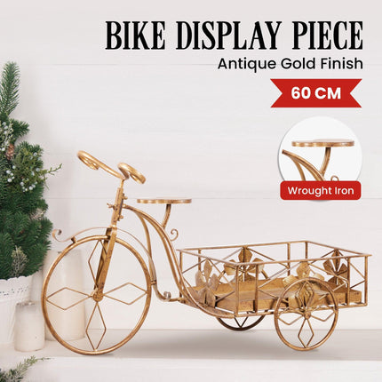 Christabelle Antique Gold Bicycle Christmas Tree Display Decoration Ornament.