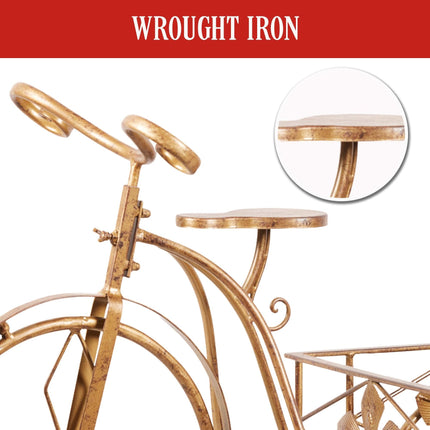 Christabelle Antique Gold Bicycle Christmas Tree Display Decoration Ornament.
