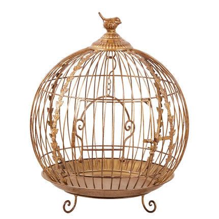 Christabelle Antique Gold Metal Art Iron Wrought Material Bird Cage Display Christmas Decor.