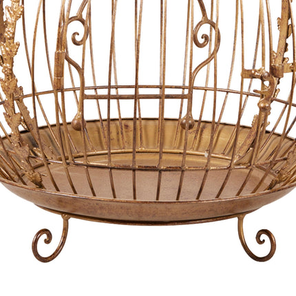 Christabelle Antique Gold Metal Art Iron Wrought Material Bird Cage Display Christmas Decor.