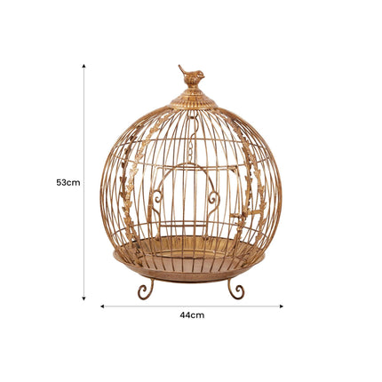Christabelle Antique Gold Metal Art Iron Wrought Material Bird Cage Display Christmas Decor.
