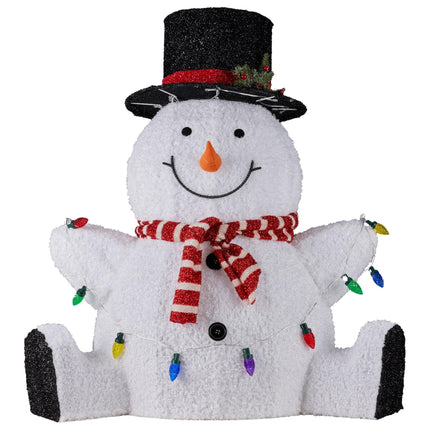 Christabelle 82cm Sitting Snowman Christmas Display with Lights.