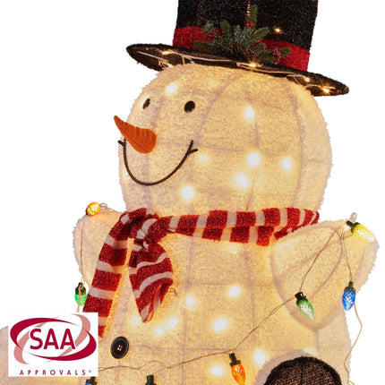 Christabelle 82cm Sitting Snowman Christmas Display with Lights.