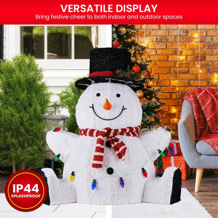 Christabelle 82cm Sitting Snowman Christmas Display with Lights.