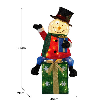 Christabelle 85cm Christmas Snowman On Presents Display with Lights.